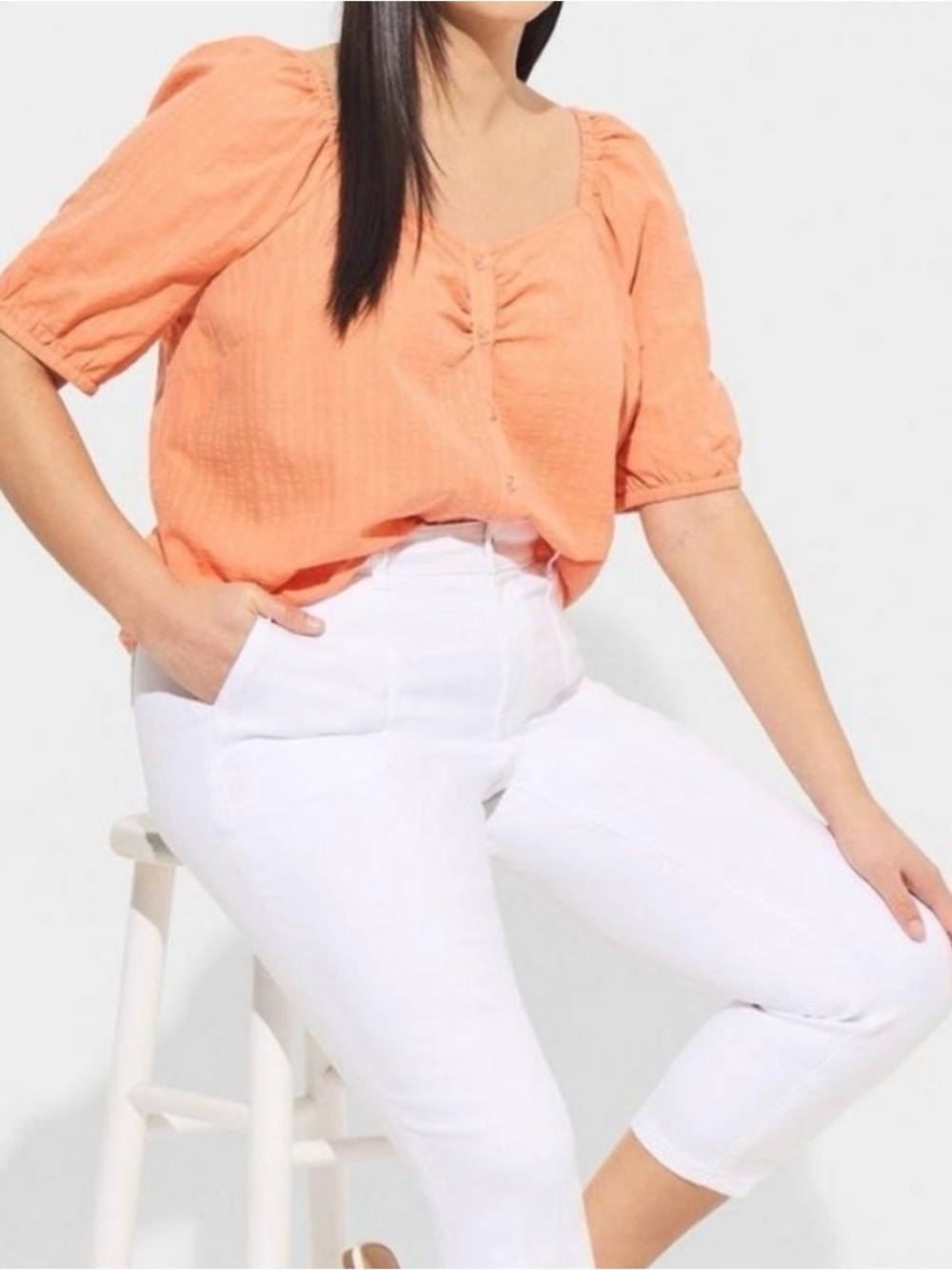 TORRID Seersucker Button Front Crop Top 4